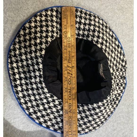Deborah Rhodes Mocha Bucket Hat Houndstooth Black And White Blue Trim Retro main image 7